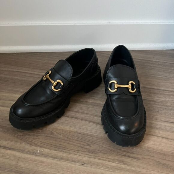 Mango Leather Black Buckle Loafers - Picture 3 of 5